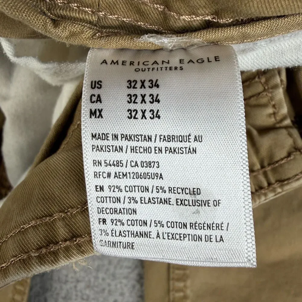 VINTAGE AMERICAN EAGLE Cargo Pant Men 32x34 Khaki Flex Utility Straight Workwear